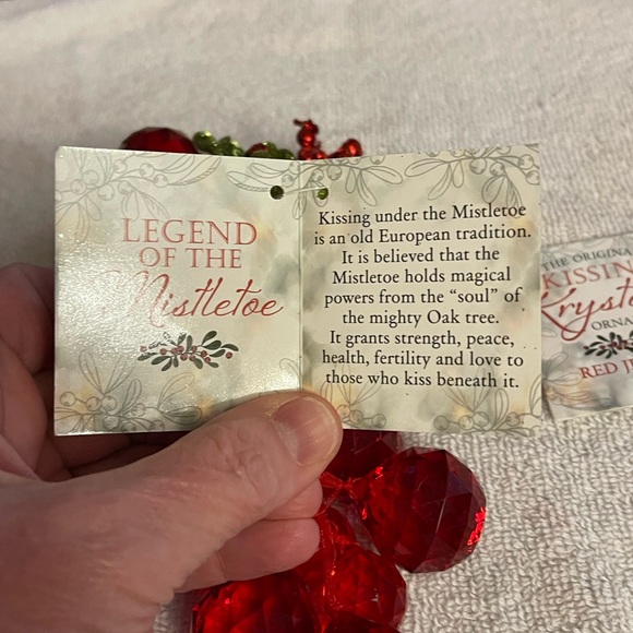 Pair of Beautiful Red Grape Ornaments with Mistletoe - Picture 7 of 9